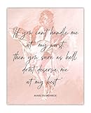 Inspirational Wall Art Poster: 'If You Can't Handle Me' Marilyn Monroe - 8x10 Unframed Motivational Wall Art & Positive Affirmations Wall Decor for Kids, Teen Girl, Boy & Office Decor for Men, Women