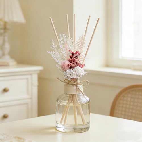 Ramo de flores secas mini artesanal 6 piezas rosa miniatura 5
