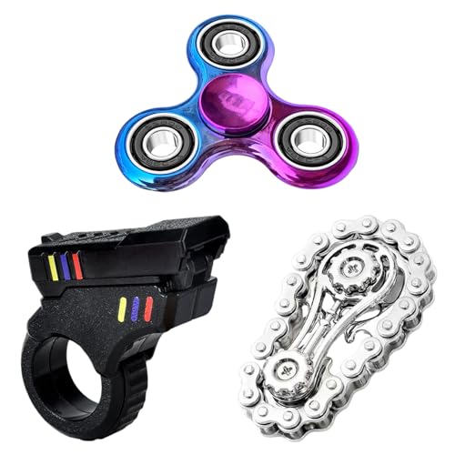 ZXTGBQ 3 PCS Fidget Toys Jouet Sensoriel, Nouveau Hand Spinners Chaîne Fidget en Métal Anti-Stress Jouet Sensoriel, Jouets Soulagement Stress et Anxiété,...
