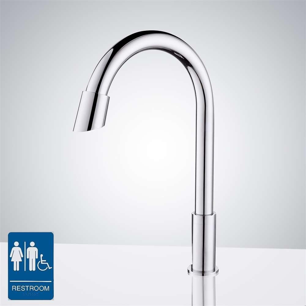 Rio Commercial Goose Neck Touchless Automatic Sensor Faucets Bathroom in Chrome