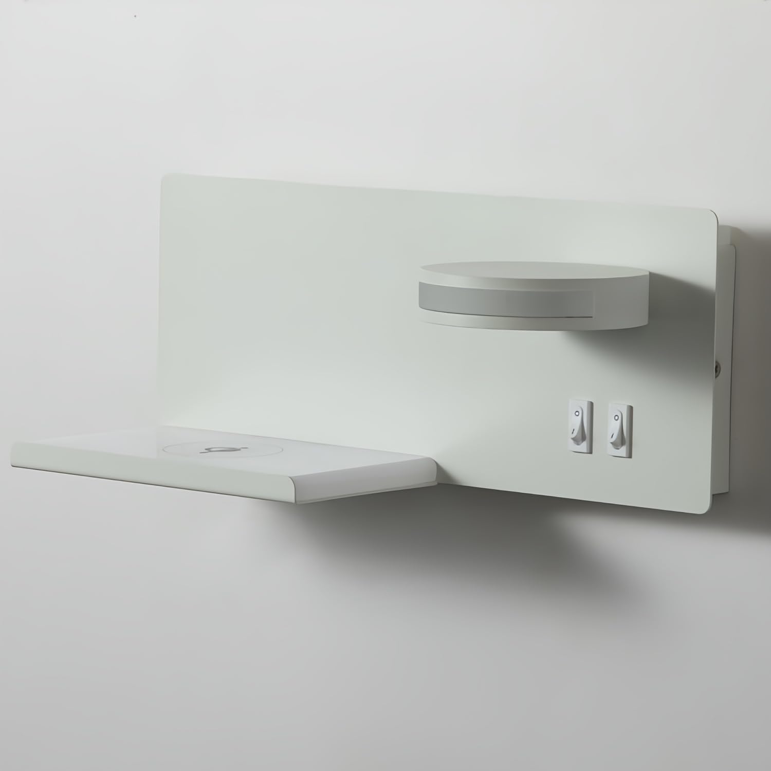 Lampada da Parete LED Moderna Ricarica Wireless e USB 30 cm x 12 cm Luce Notturna Orientabile per Camera da Letto Rotabile Applique Luce Notturna Illuminazioni per Pareti Bianco (A destra)