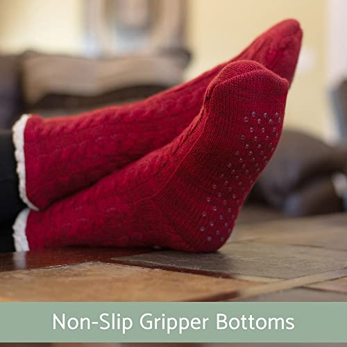 Elanze Designs Simple Knit Womens One Size Plush Lined Non Skid Indoor Slipper Socks3