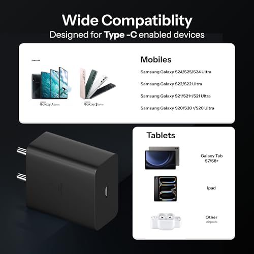 Image of Pantom 25W Charger Adapter USB Type C Compatible for Samsung Z Fold 6 /5 /4, Z Flip6 /5 /4, S25 /S24 /S24+ /S24 Ultra, S23 /S23+ /S23 Ultra /S23 FE with PD 3.0 Fast Charging By AIL-KIN