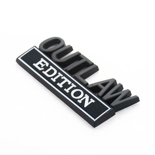 Image of 2Pc Outlaw Edition Emblem 3D Badge Stickers with Double Tape for Cars, Trucks, Motorcycles, Boats (Black White)