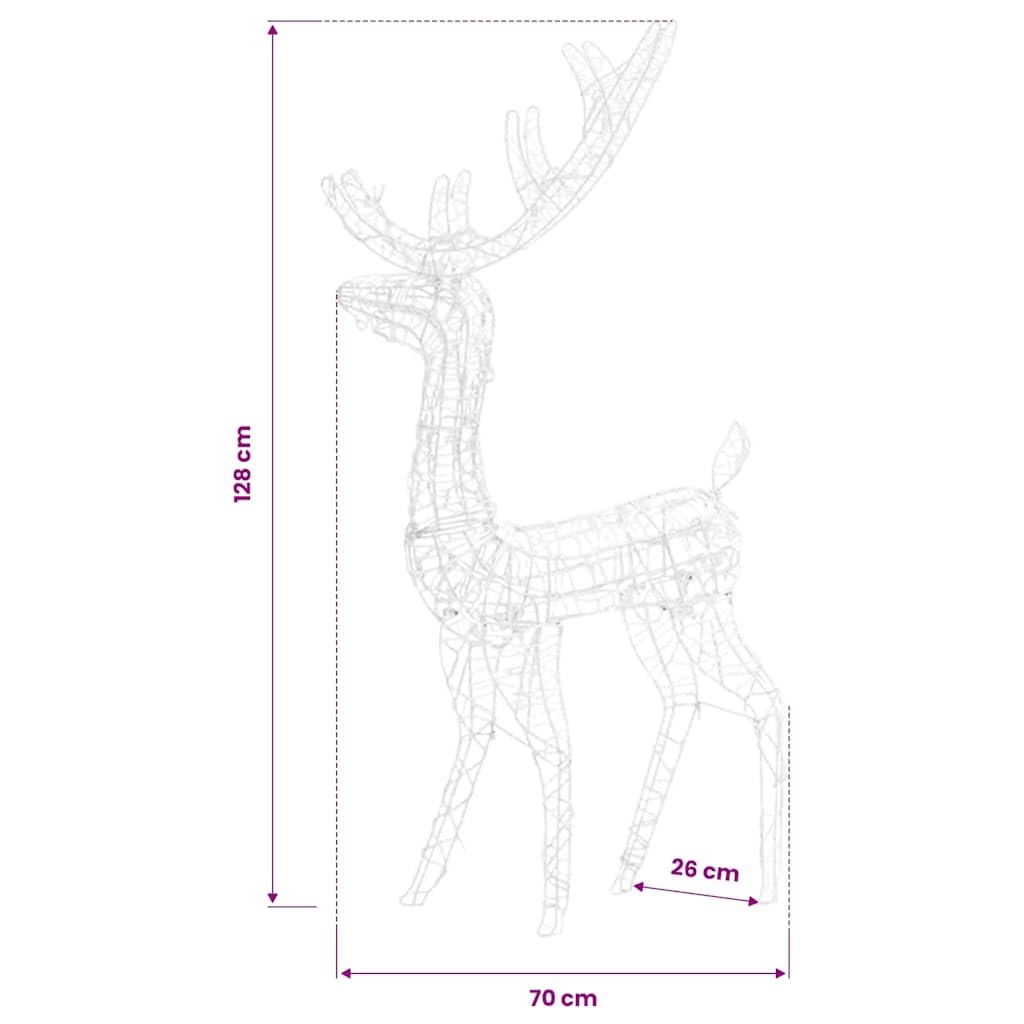LED-Rentiere 3er Set Acryl 128 cm Warmweiß Weihnachtsdeko für Innen und Außen mit 8 Lichteffekten, USB-Anschluss, wetterfest, energiesparend, ideal für Garten, Balkon