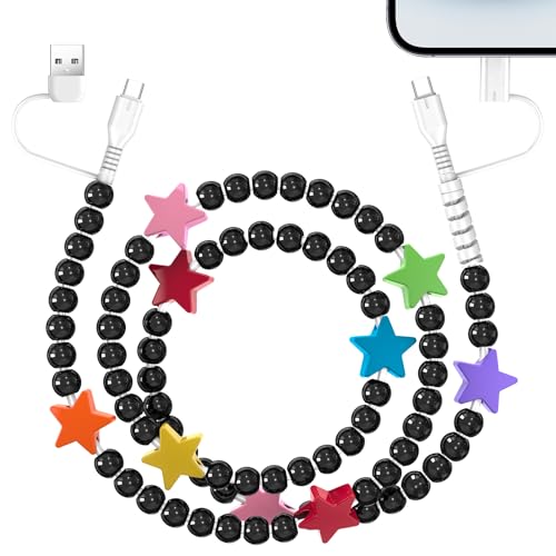 Coolden USB C Cable Multi Charging Cable Star Beaded Phone Charger, Black