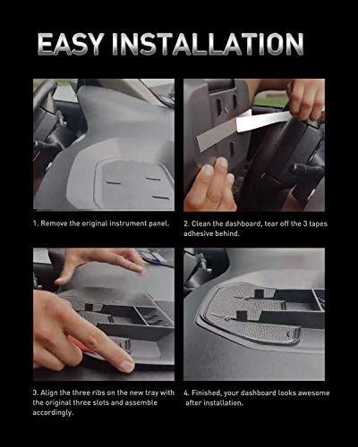 LESAUCE Center Dash Console Organizer Tray Replacement for Toyota Tundra 2014 2015 2016 2017 2018 2019 2020 Dashboard Mount Phone Holder for Tundra Accessories Car