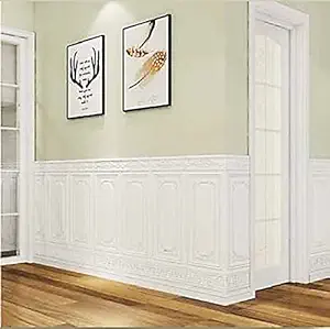 StylishWalls 3D Border Wallpaper Sticker I 3D Roman Looks Foam Wallpaper Sticker Panels I White Wallpaper for Living Room Bedroom I Furniture, Door I Foam Tiles (White, 7 Pieces, 70 x 89 cm Each).