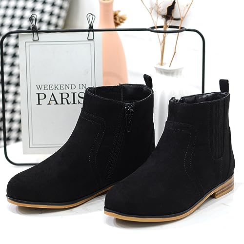LseLom Girls Chelsea Boots Ankle Boots for Girls with Zipper Short Suede Booties Fashion Boots for Toddler/Little Kids2