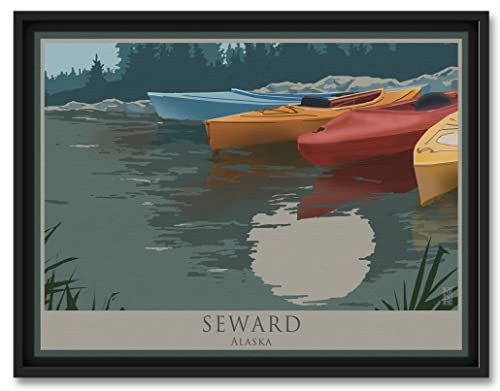 Seward Alaska Kayaks Giclee Canvas Wall Art 9"x12