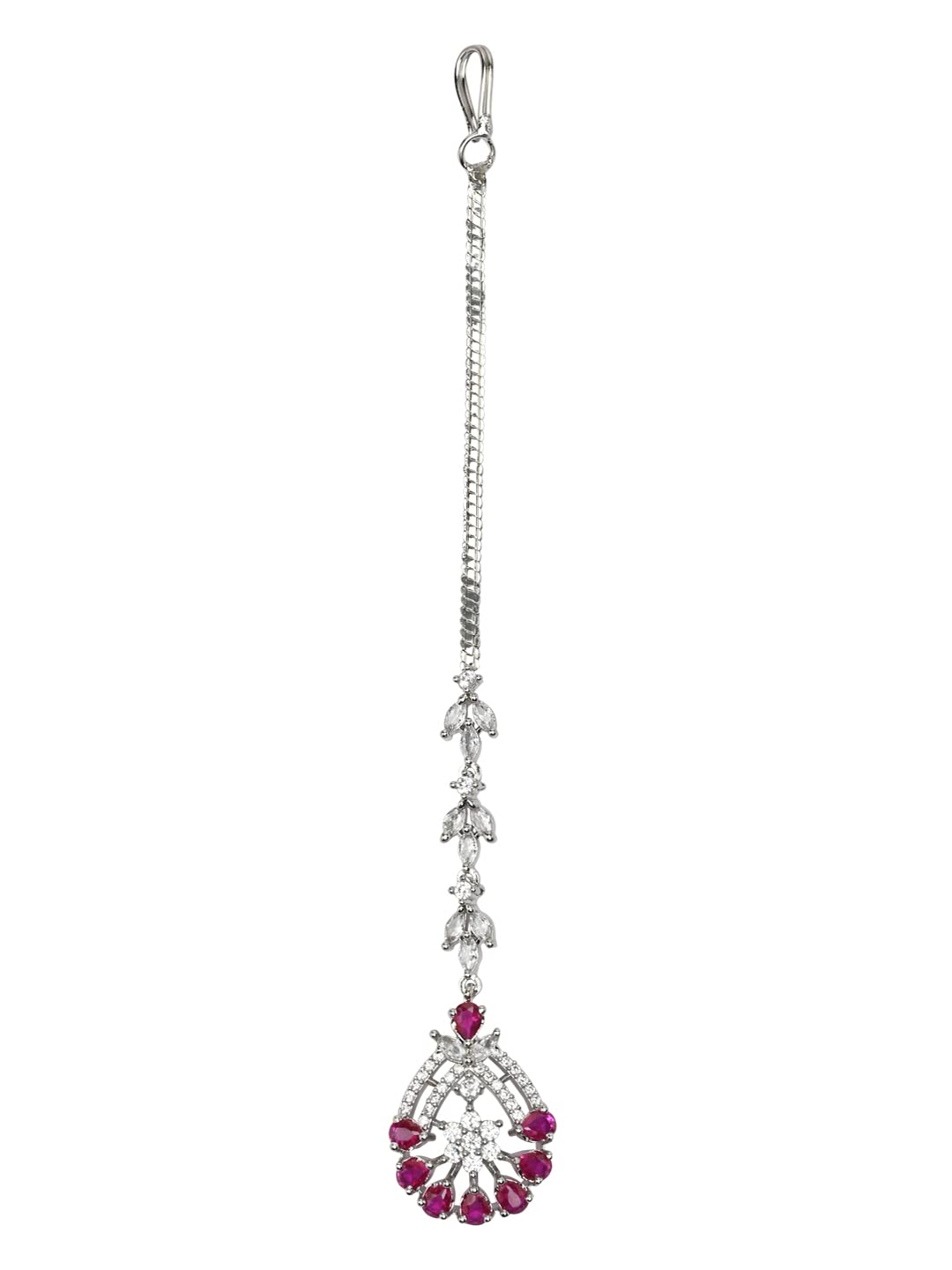 I Jewels Elegant Silver Plated Beautiful AD & CZ Studded Crystal Maang Tikka for Women and Girls (Pink) (B0BQM2LHRW) Amazon Price History, Amazon Price Tracker