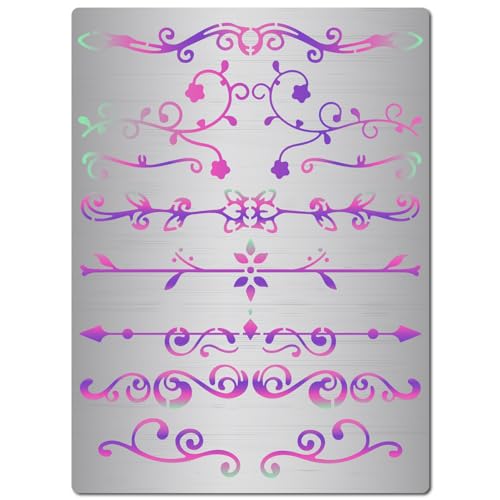 GORGECRAFT Flowers and Vines Stencil Metal Templates Reusable Stainless Steel Floral Vine Drawing Journal Leaf Small Stencil for Painting on Wood Burning Wall Canvas Pyrography Engraving 19x14cm