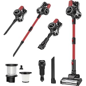 Akku Staubsauger 45000Pa/500W/40 min, Stielstaubsauger Kabellos Selbststehend Tierhaarentferner mit Anti-Tangle-Bürste Leichtgewicht, Wandladestation, Ultraleise für Tierhaare/Teppich/Hartboden...