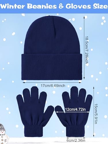 Image of Retisee 96 pcs Kids Winter Beanie and Gloves Set Knit Hat Bulk Unisex Magic Warm Gloves Cap for Boys Girls Homeless Gift(Multicolor)