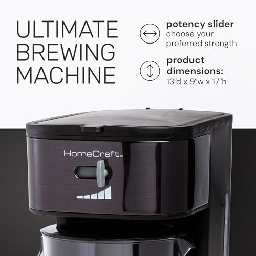 Homecraft 3-Quart Iced Coffee and Tea Maker with Filter Basket, Flavor Enhancer, Adjustable Brew Strength, Black