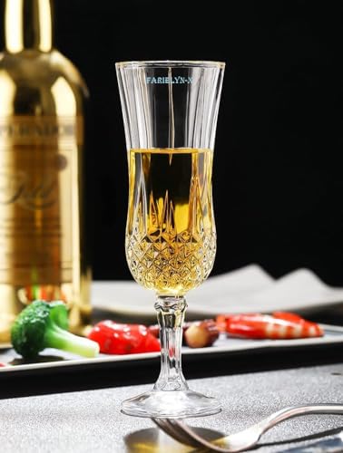 Image of Italian Style Classic White or Red Wine Glasses 180 ml Premium Crystal Clear Diamond Cut Glass | Perfect for Cocktail, Brandy, Mocktail, Champagne Set of (Long Big cry.$, 12)