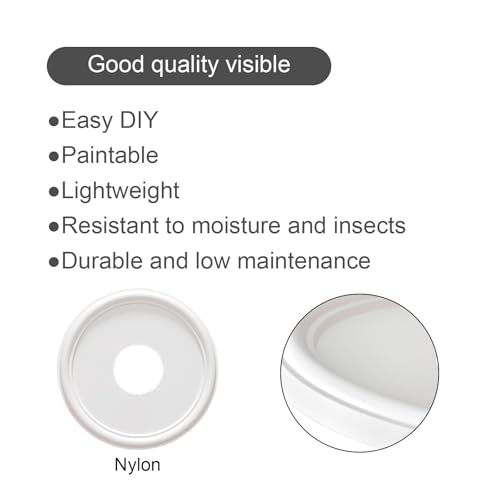 EIFHYT Molded Nylon Ceiling Medallion for Light Fixtures and Ceiling Fans 13OD x 4ID x 1-1/8P (Fits Canopies up to 10-1/4) White