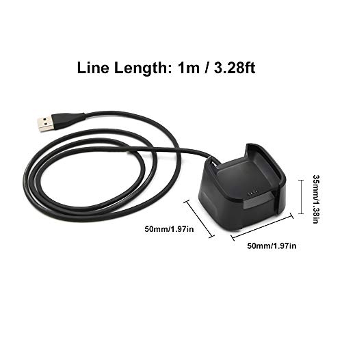 OWSOO Cabo de carregamento USB para smartwatch Fit-bit Ver-sa Base de carregamento dock base de mesa