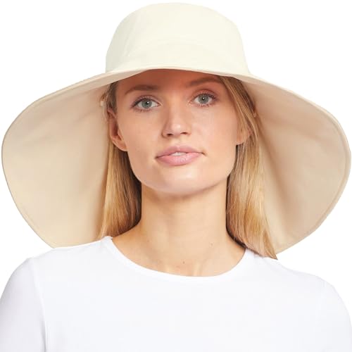 Solbari Ultra Wide Brim Hat UPF50+ UV Protection, Sun Hat Vanilla/Beige