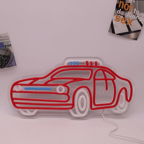 Image of Police Car Neon Sign Car LED Light Dimmable Wall Decor Gift for Playroom Kids Bedroom Garage Decoration 17.6 * 10.4 Inch