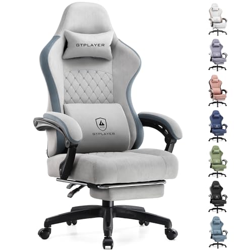 GTPLAYER Gaming Chair, Computer Office Chair with Pocket Spring Cushion, Linkage Armrests and Footrest, High Back Ergonomic Computer Chair with Lumbar Support Task Chair with Footrest