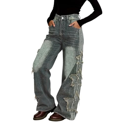Jean Large Femme en Denim Extensible et Confortable : Coupe Ample à Haute Élasticité Quotidienne