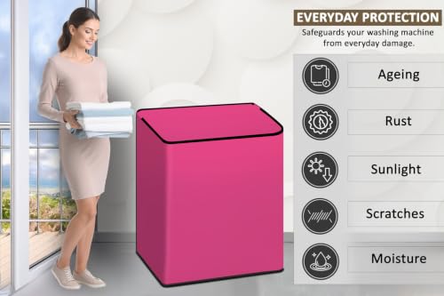 Image of Stylista Waterproof and Dustproof Polyester Washing Machine Cover Compatible for Godrej 10 Kg Semi-Automatic Top Loading WSEDGE NEO 100 5.0 PB3 SLGR, Pink