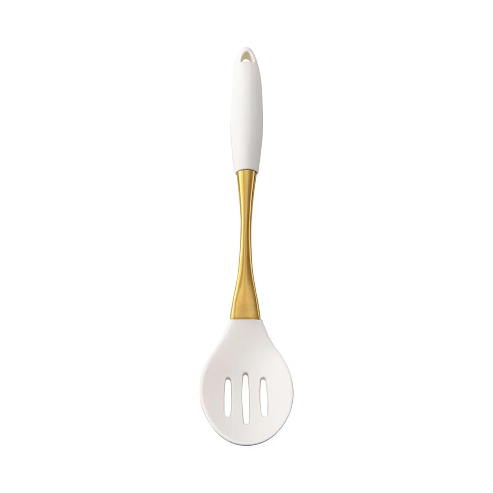 Générique Lot de 8 ustensiles Cuisine en Silicone Blanc doré, spatule, tourneur, passoire à pâtes résistante la Chaleur, Pelle, Accessoires