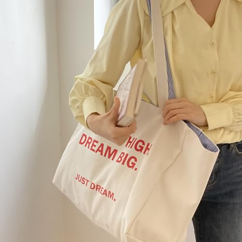 Double-Sided Tote Bag Casual Cotton Striped Large-Capacity Canvas Bag In Three Colors4