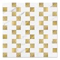 Yipscazo Peel and Stick Backsplash Tile, Stick on Stainless Steel Backsplash Metal Tiles for Kitchen Walls in Marble White Mixed Gold (12''x12'',10 Sheets)