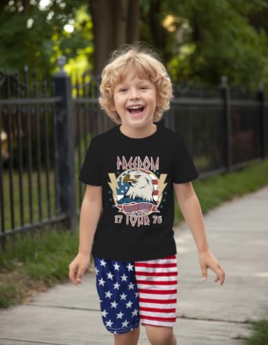 Image of Mrocioa Toddler Boy Summer Clothes 4th of July T Shirt American Flag Shorts Set Girl Stars Stripes Outfit