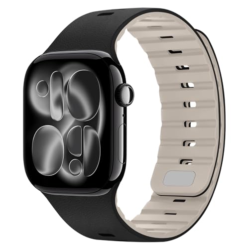 Bracelet iWatch respirant noir et blanc sable pour le sport et le bureau