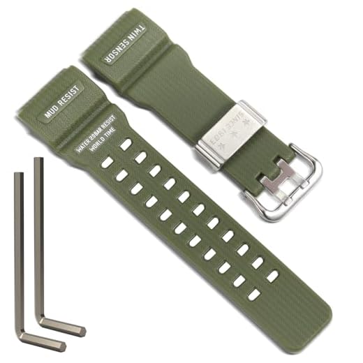 Pulseira de relógio GG-1000 de resina natural compatível com Casio G-Shock Master of G MUDMASTER GG-1000-1A3JF GWG-1000 masculina, pulseira de substituição (verde militar)