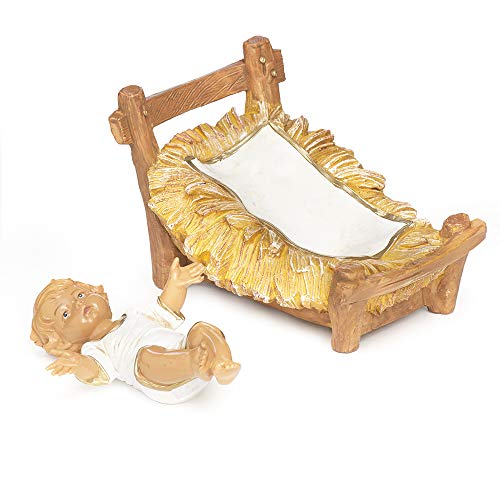 Image of Roman 12 inch Scale Infant Jesus with Crib, Christmas Display Church Decor or Christian Home Holiday Decoration