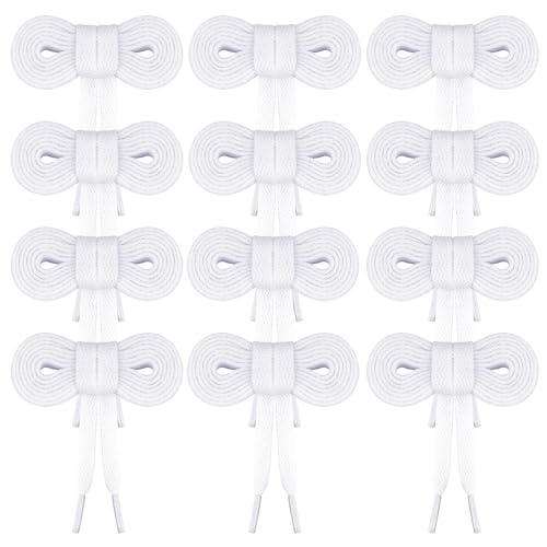 HJJMN 6 Paia Stringhe Scarpe Bianchi, 8mm Lacci Scarpe Sneakers, Economici e Resistenti Lacci Stringhe Sportivi Piatti, Lacci Piatti Larghi pour Donna o Uomo