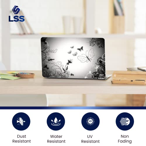Image of LSS 15 15.6 Inches Laptop Notebook Skin Sticker with 2 Wrist Pads - Reusable Cover Protector Vinyl Sticker Cover Decal Fits 13 inch - 16 inch HP Asus Acer Samsung - Butterfly Contrast Fade