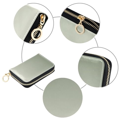 Decorative Womens Wallet Leather Credit Card Wallets RFID Blocking Camouflage Green Ivory Gradient Travel Wallet with Zipper4