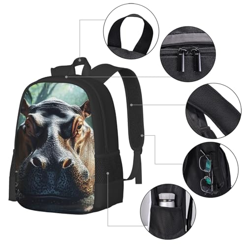 Backpack Lightweight Durable Bookbag with Adjustable Shoulder Straps & Padded Back 17 Inch Bags with Lion and Lioness in Jungle Painting4