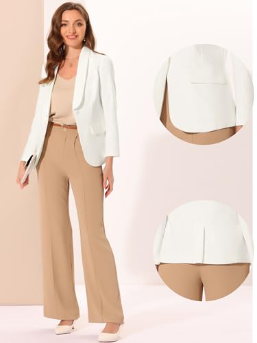 Allegra K Work Blazer for Women's Shawl Lapel Long Sleeve Pockets Office Suit Jacket Blazers2