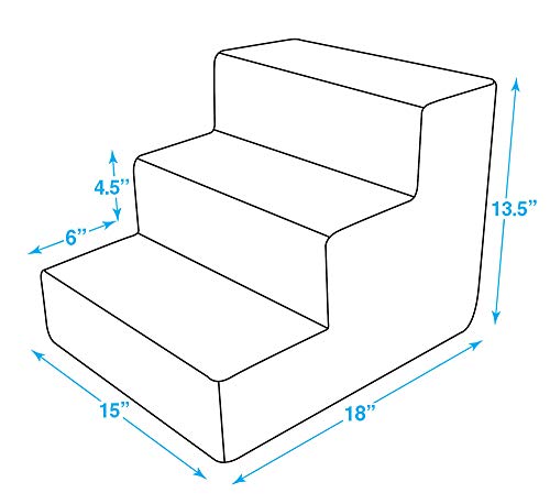 Image of Pet Steps /Stairs with CertiPUR-US Certified Foam for Dogs & Cats by Best Pet Supplies - Dark Brown, 3-Step (H: 13.5 inch)