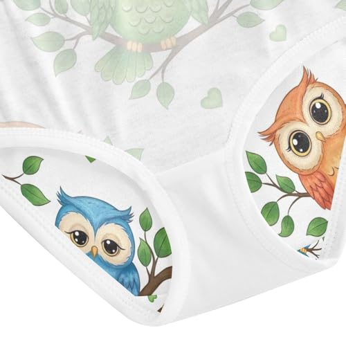 Underwear for Girls, Cute Cartoon Owls Colorful Toddler Girl Briefs, Cotton Girls Underwear, 2T–8 Years4