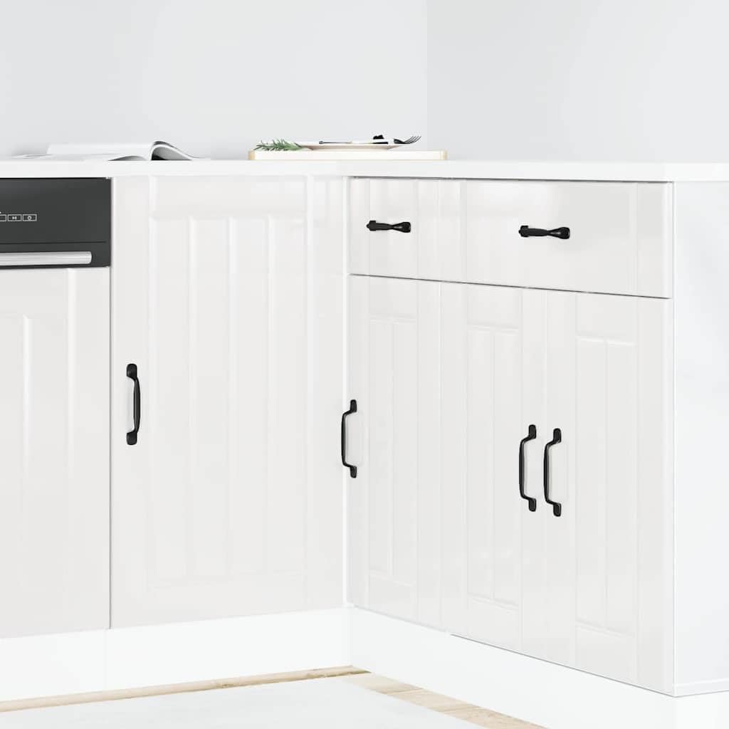 Küchenunterschrank Lucca Hochglanzweiß aus Holzwerkstoff 86 x 46 x 81,5 cm, mit verstellbaren Füßen, Stauraum für Töpfe, Teller und Küchenzubehör, pflegeleicht
