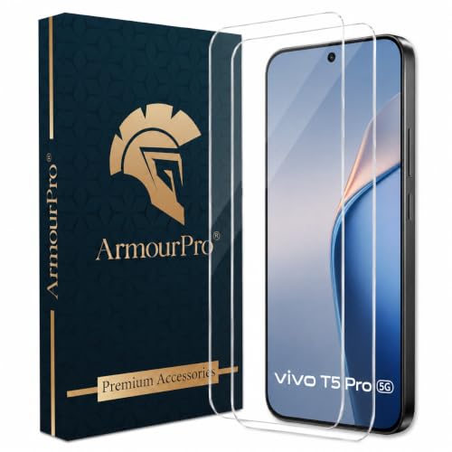 Image of ArmourPro 3D Borderless Tempered Glass for Vivo T5 Pro, Set of 2 HD Clear Screen Protectors with 3D Curved Edges, 9H Hardness, Oleophobic Coating, Case Friendly