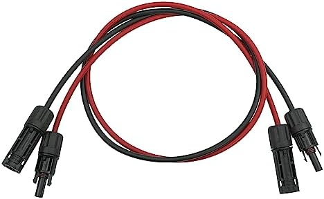 Mogankey Upgrade 1 Pair 6 feet Black + 6 feet red Solar Panel Extension Cable Wire (Copper galvanizing) Connector Solar Adaptor Cable with Soldering Female and Male Connectors 12AWG(4mm²)