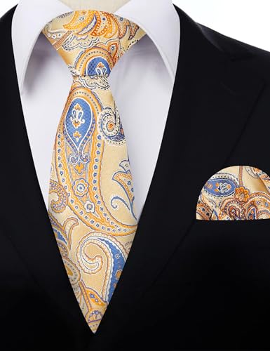 Image of Alizeal Mens 3.15'' Vintage Paisley Tie Pocket Square Set | Elegant Perfect for Banquet Wedding and Party