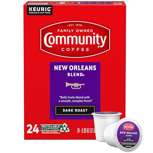 Community Coffee New Orleans Blend 24 Count Coffee Pods, Special Dark Roast, Compatible with Keurig...