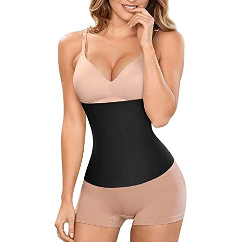 Bingrong 2 in 1 Waist Trainer for Women Postpartum Belly Band Maternity Recovery Belt Seamless Girdle Tummy Control Body Shaper Shapewear(Black, M) Cover