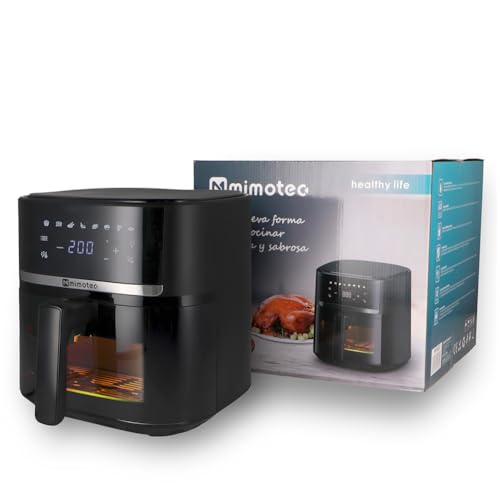 M mimotec – Air Fryer Roa Touch 5,7L Freidora de Aire sin Aceite, 1700W, 8 Menús Digitales, Pantalla Táctil, Temporizador 60min regulable, Temperatura 80-200°C, Cocina Fácil y Saludable