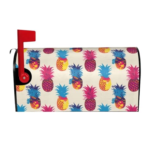 Image of Hawaii Tropical Pineapples Mailbox Cover Magnetic Summer Waterproof Mailbox Wraps Post Letter Box Decor 25.5x21 in