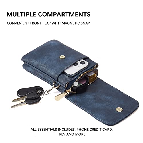 Image of BOSTANTEN Vegan Leather Small Crossbody Bags for Women Designer Cell Phone Bag Wallet Purses Adjustable Strap, A-04-navy Blue, Small, Cell Phone Crossbody Bag
